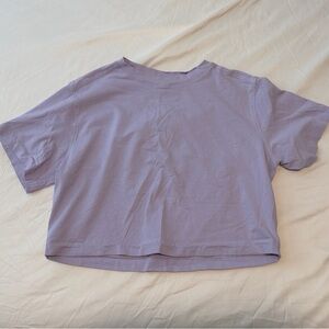 Women's Lululemon All Yours Organic Cotton Lavender Crop Top T Shirt Size Small